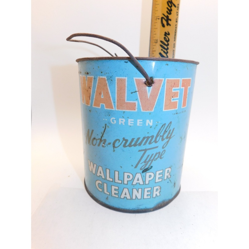 Vintage Walvet Green Non Crumbly Wallpaper Cleaner Can Empty